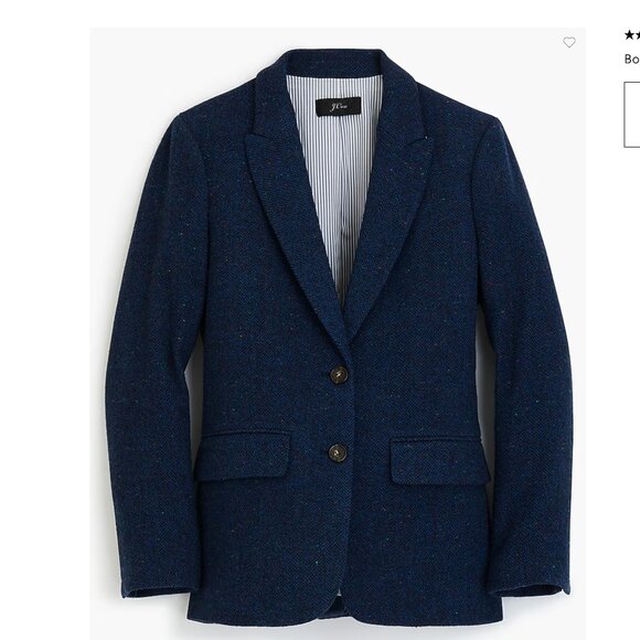 J. Crew Womens Boyfriend English Wool Blazer Navy Speckled Size 4 NWT Preppy - Picture 2 of 8